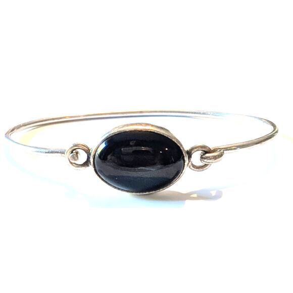 Sterling Silver Stamped OTC MX Onyx Modern Minimalist Bracelet 7.5 inches - Picture 1 of 9